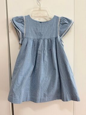 KNOT Girls Cotton Blue Dress